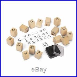 Wooden Letter Stamps Ink Pad Alphabet Girls Boys Toy Christmas Stocking Filler