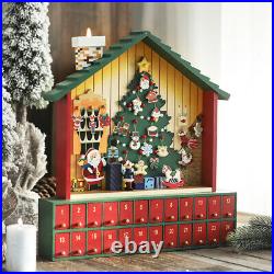 Wooden Nordic Winter 24 Day Countdown Calendar House Christmas Advent Decor Gift