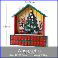 Wooden Nordic Winter 24 Day Countdown Calendar House Christmas Advent Decor Gift
