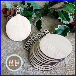 Wooden ROUND CHRISTMAS BAUBLE Birch Blank Decorations Gift Tag Craft Shapes x10