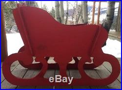 Wooden Red Decorative Christmas Santa Sled For Interior Use