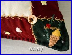 Woodland Christmas tree song birds BIG pillow handmade wool felt New World Arts Woodland Christmas tree song birds BIG pillow handmade wool felt New World Arts