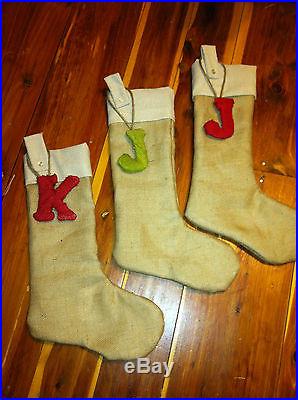Wrapped burlap stocking letters- Christmas decorations- Personalized Letters