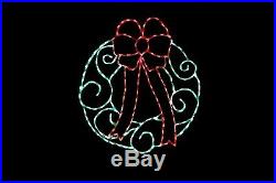 Wreath LED Christmas light display metal wireframe outdoor yard lawn decoration