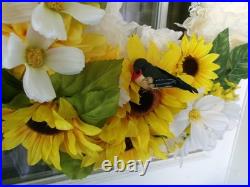 Wreath hanger for front door about 25 wide. Huge. Birds n sunflowers