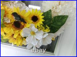 Wreath hanger for front door about 25 wide. Huge. Birds n sunflowers