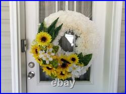 Wreath hanger for front door about 25 wide. Huge. Birds n sunflowers