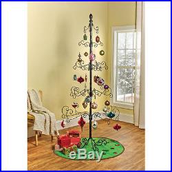 Wrought Iron Chirstmas Holiday Ornament Display Tree 83 Tall
