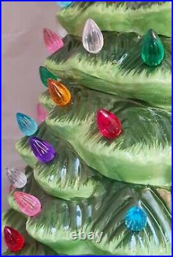 XL Christmas Tree Green Musical Light Up Vintage Inspired Ceramic Decor 24