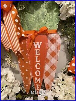 XL Easter / Spring Wreath Front Door Easter Decor Wooden Carrot Welcome Sign