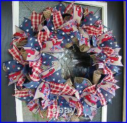 XL Patriotic 4th of July Country Truck Farmhouse Front Door Wreath Home Decor