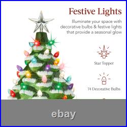 XL Pre-Lit Ceramic Christmas Tree Decoration with LED Light, Timer 24in XL Pre-Lit Ceramic Christmas Tree Decoration with LED Light, Timer 24in