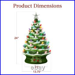 XL Pre-Lit Ceramic Christmas Tree Decoration with LED Light, Timer 24in XL Pre-Lit Ceramic Christmas Tree Decoration with LED Light, Timer 24in