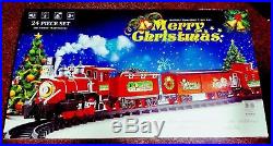 XL Santa Holiday Express Christmas Train Set Train Station & 4 Xmas Carriages