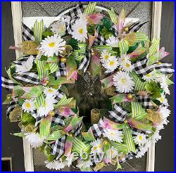 XL Spring Meadow St. Patrick’s Day Easter Deco Mesh Front Door Wreath Home Decor