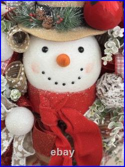 XL Winter Rustic Christmas Snowman Wreath