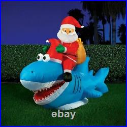 Xmas Christmas Lytworx 2.7m Inflatable Santa Riding Shark
