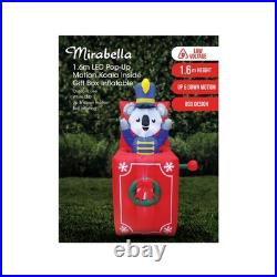 Xmas Christmas Mirabella Festive 1.6m LED Pop-up Koala in Gift Box Inflatable