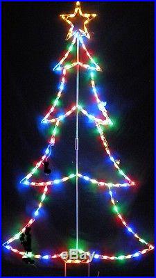 Xmas Christmas Tree Outdoor Holiday LED Lighted Decoration Steel Wireframe