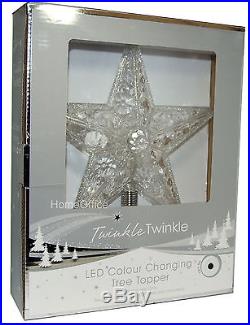 Xmas Christmas Tree Top Topper LED Star Decoration 30cm high New Silver