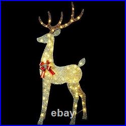 YULETIME Pre-lit 3 Piece Christmas Reindeer Family Warm White LED Lights