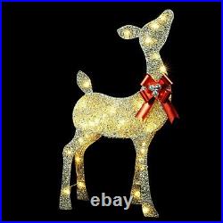 YULETIME Pre-lit 3 Piece Christmas Reindeer Family Warm White LED Lights