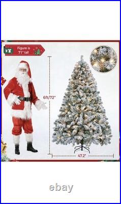 Yaheetech 6ft Snow Flocked Pre-lit Christmas Tree with 250 Warm White ...