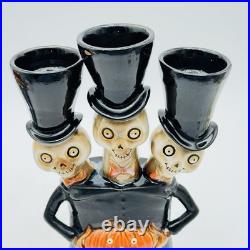 Yankee Candle Boney Bunch Triple Head Skeleton Halloween Votive Candle Holder