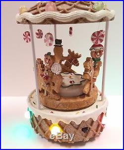 Yankee Candle Gingerbread Carousel Holiday Christmas Light Up Musical Motion