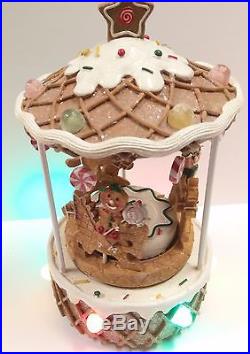 Yankee Candle Gingerbread Carousel Holiday Christmas Light Up Musical Motion