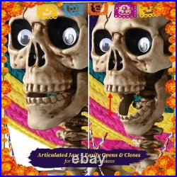 Yescom 2 Pack 5.6ft Life Size Posable Skeleton Halloween Decor with Shawl Sombrero