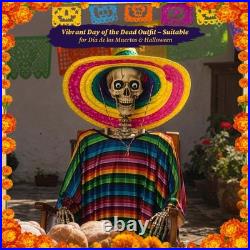 Yescom 2 Pack 5.6ft Life Size Posable Skeleton Halloween Decor with Shawl Sombrero