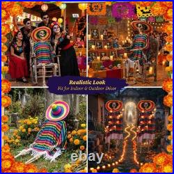 Yescom 2 Pack 5.6ft Life Size Posable Skeleton Halloween Decor with Shawl Sombrero