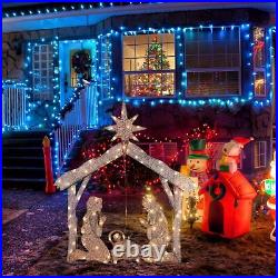 Yescom 4 Ft Lighted Nativity Scene 80 LED Holy Family Yard Christmas Decor