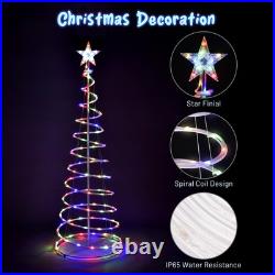 Yescom 5Ft LED Spiral Tree Light Outdoor Xmas Decor Battery Multi-color 5Pack
