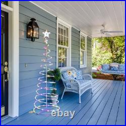 Yescom 5Ft LED Spiral Tree Light Outdoor Xmas Decor Battery Multi-color 5Pack