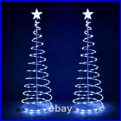 Yescom 5Ft LED Spiral Tree Light Outdoor Yard Xmas Decor Battery White 2 Pack
