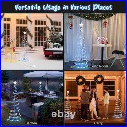 Yescom 5Ft LED Spiral Tree Light Outdoor Yard Xmas Decor Battery White 2 Pack