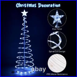 Yescom 5Ft LED Spiral Tree Light Outdoor Yard Xmas Decor Battery White 2 Pack