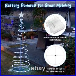 Yescom 5Ft LED Spiral Tree Light Outdoor Yard Xmas Decor Battery White 2 Pack