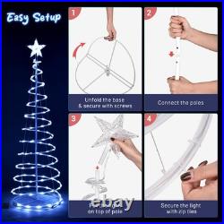 Yescom 5Ft LED Spiral Tree Light Outdoor Yard Xmas Decor Battery White 2 Pack