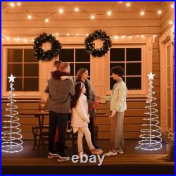 Yescom 5Ft LED Spiral Tree Light Outdoor Yard Xmas Decor Battery White 2 Pack