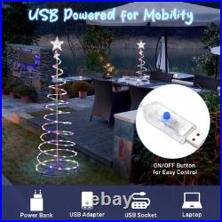 Yescom 5Ft LED Spiral Tree Light USB Powered YardChristmas Multi-color 2Pack