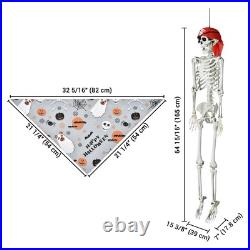 Yescom Life Size Skeleton & Fall Dog Bandana 5.4Ft for Halloween Decoration 2024