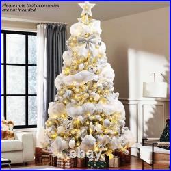 Yexmas 9ft Pre-Lit Snowflake Flocked Christmas Tree, 8 Modes LED Lights, Artificia