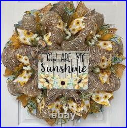 You Are My Sunshine Sunflower Wreath Handmade Deco Mesh
