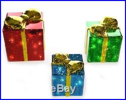 Youseexmas Set of 3 Lighted Gift Boxes Christmas Decoration Ornament with timer
