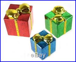 Youseexmas Set of 3 Lighted Gift Boxes Christmas Decoration Ornament with timer