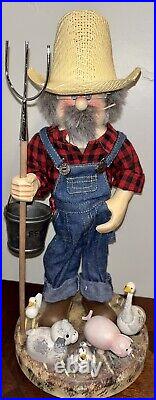 Zim's Heirloom Old Macdonald Farmer Wood Nutcracker 15. VERY RARE