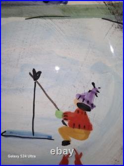 Zrike Winter Frolic Snowman Plate & Bowl Ice Fishing Winter Scene Italy